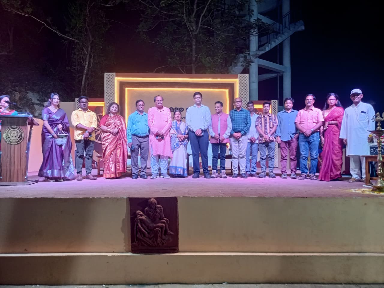 Artist Basanta Kumari Samanta with dignitaries at the closing ceremony of the 69th Annual Function of GCAC Khallikote