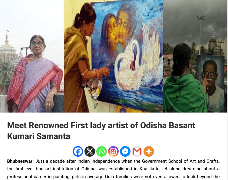 Basanta Kumari Samanta painting at her easel, featured in Yadu News Nation